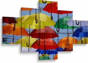 Obraz kolorowych parasoli (125x70 cm)
