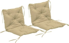 Outsunny Zestaw 2 poduszek na siedziska, 98 x 50 cm, poduszki na krzesła z trokami, pokrowiec materiałowy, 8cm grubości Khaki | Aosom PL
