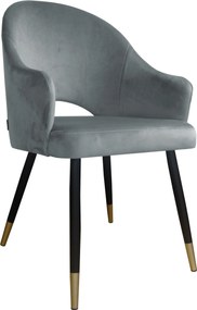 Krzesło Velvet tkanina Welur noga metalowa : Kolor nogi - Czano-złota stożek, Kolor tkaniny - VELVET - MG17, Typ siedziska - Siedzisko stałe
