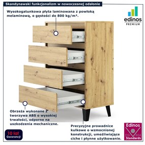 Komoda z 4 szufladami w stylu scandi dąb artisan P0-C69