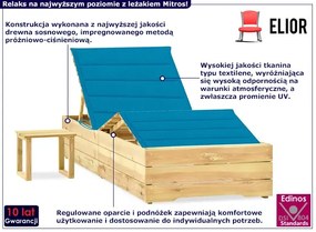 Leżak z niebieską poduszką i stolikiem do ogrodu R4-T07