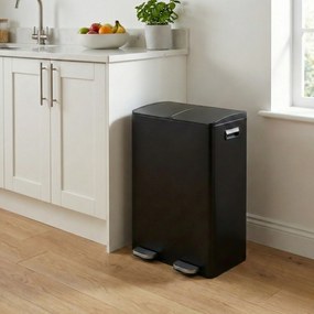 Dwukomorowy kosz na śmieci SECTOR z pedałem, 2 × 30 l