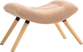 HOMCOM Nowoczesny podnóżek z pokryciem z polaru i nogami z drewna, tapicerowany, do salonu, sypialni, korytarza, Brązowy