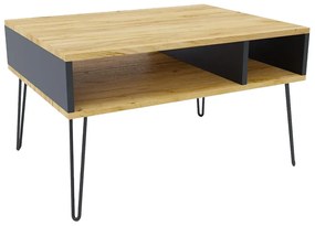 Industrialny stolik kawowy z metalowym stelażem dąb craft + czarny - Zorina 8X