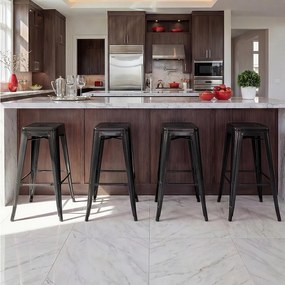 Metalowy stołek barowy MCW-A73 (zestaw 4 sztuk),  czarny