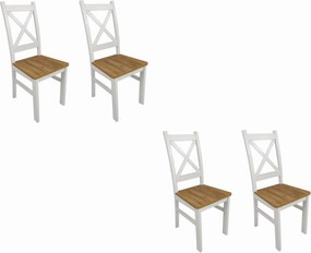 4x Krzesło drewniane Krzyżak Biały dąb craft LOFT białe nogi
