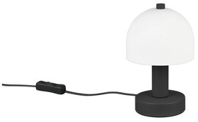 Czarno-biała lampa stołowa ze szklanym kloszem (wysokość 19 cm) Glenn – Trio