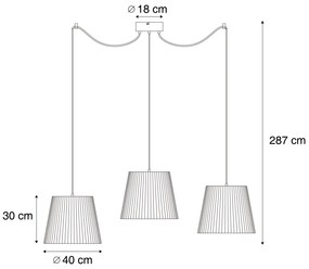Zewnetrzna Zewnętrzna lampa wisząca czarna z czarnym sznurem, 3-punktowa IP44 - Cava JaylaJapandi Oswietlenie zewnetrzne