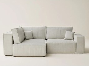 Kremowy sztruksowy rozkładany/ze schowkiem narożnik (lewostronny/w kształcie litery L) Tonga – Maison de Rêve