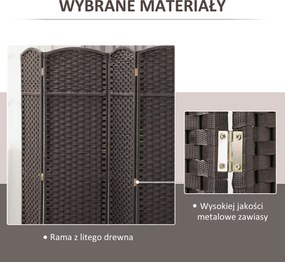 HOMCOM 6-częściowy parawan, składana osłona, ścianka działowa do salonu, sypialni, biura domowego, Brązowy