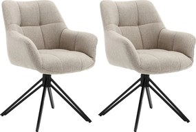 Krzesła do jadalni zestaw 2 szt. - materiał i metal - beż - LONDO