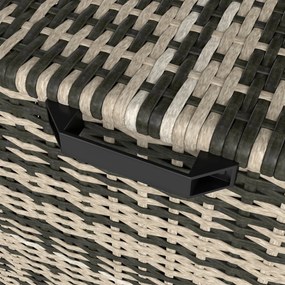 Outsunny Skrzynia Ogrodowa z Rattanu 350L, 2-Poziomy, z Pokrywą, Podnośnikami, Uchwytami, 118 x 57 x 69 cm, Mieszany Szary