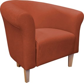 Fotel Milo tkanina Mikrofaza stylowy fotel do salonu i sypialni : Kolor nogi - Drewno, Kolor tkaniny - 6 MIKROFAZA, Wysokość nogi - 15 cm