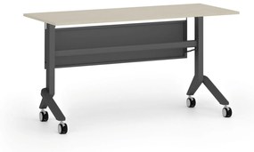 Mobilny stół PRIMO MOVE, 1400 x 600 mm, podstawa czarna, brzoza