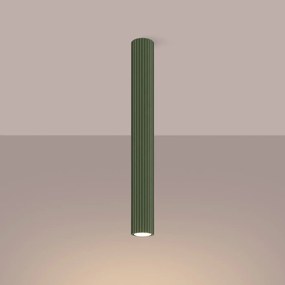 Plafon KARBON 60 zielony oliwkowy ryflowany SOLLUX  LIGHTING