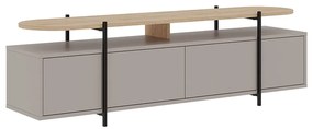 Szarobeżowa szafka pod TV w dekorze dębu 160x48 cm Hinoa – Marckeric