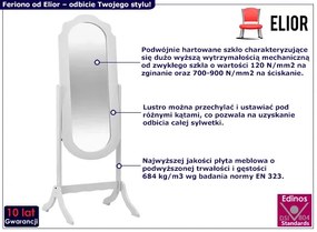 Białe stojące lustro z regulowanym kątem ustawienia - Feriono