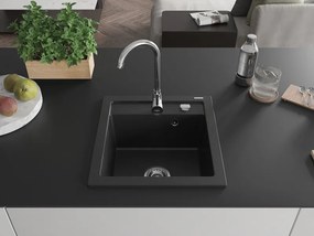 Mexen Vito zlewozmywak granitowy 1-komorowy 520 x 490 mm, czarny, syfon chrom - 6503521000-77