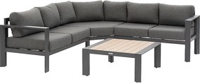 Narożny zestaw aluminiowy VANCOUVER dla 6 osób (antracyt)