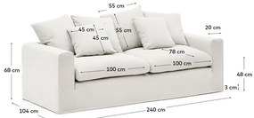 Biała lniana sofa 240 cm Nora – Kave Home