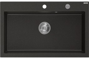 Mexen Elix zlewozmywak granitowy 1-komorowy 800 x 500 mm, czarny/złoty metalik, syfon chrom - 6527801005-75