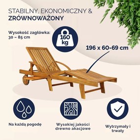 Leżak ogrodowy TAMI SUN, 195,5x69x85cm, naturalny brąz Jurhan