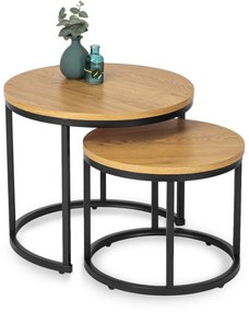 Zestaw Stolików Kawowych DELIA 43 cm/53 cm Dąb Złoty Nowoczesny Loft