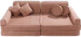 Aesthetic sztruksowa sofa dziecięca, pudrowy róż - meowbaby®