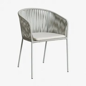 Krzesło Jadalniane Z Podłokietnikami Z Żelaza I Plecionym Sznurem Jocelyn Awokado - Sklum