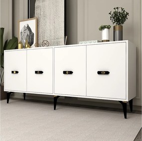 Komoda z płyty wiórowej pokrytej melaminą – 180 cm – biała