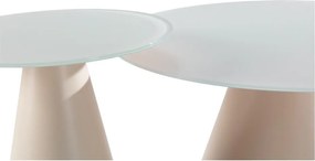 Kremowe okrągłe stoliki zestaw 2 szt. ze szklanym blatem ø 80 cm Vida – MOME
