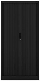 Metalowa szafa biurowa z roletą DAMIAN, 900 x 1850 x 450 mm, czarna