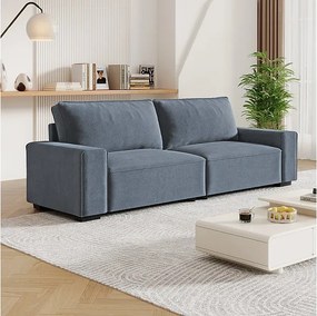 Sofa 3-osobowa chenille szara - z szerokimi podłokietnikami - 220 x 83 x 88 cm