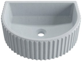 Umywalka betonowa podwieszana / nablatowa półokrągła bez otworu na baterię 45 x 36 cm MUSLIN | różne kolory : Kolor - Jasny szary, Typ montażu - nablatowa