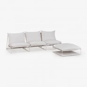 Amaro 3-częściowa Modułowa Sofa Ogrodowa I Rozkładany Puf Gardenia Biel - Sklum