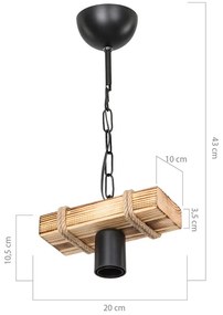Czarno-naturalna lampa sufitowa 10x20 cm – Squid Lighting