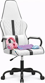 Biało-czarny fotel dla graczy T7-W24