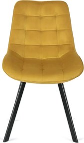 Zestaw Stół Okrągły Rozkładany HARRY 102-142 cm Dąb Craft/Czarny i 4 Krzesła Tapicerowane RICK Musztardowe Nowoczesne