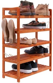 Casaria Regał na buty RUSTIC, 5 półek, 75x26x82cm, naturalna brązowa