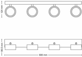 Philips 8720169174887 oprawa punktowa LED Bracia,czarna, 4x 5,5 W 4x550lm 2700K IP20