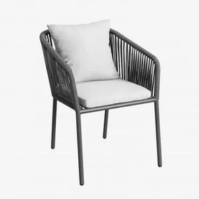 Krzesło Ogrodowe Z Podłokietnikami Z Aluminium I Plecionym Sznurkiem Arhiza Classic Grafitowa Szarość - Sklum