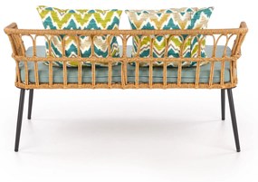 GARDENA 2S fotel podwójny czarny, naturalny, popielaty, rattan, boho