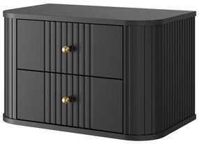 Zestaw szafek nocnych Vesper 56 cm wiszących - czarny / złote uchwyty