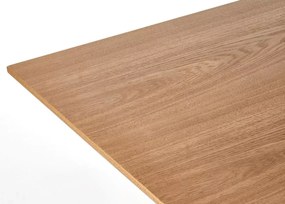 Nowoczesny rozkładany stół Capitalo 160-200 / 180-240 cm z blatem w kolorze dębu, metalowe czarne nogi