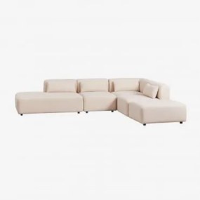 4-częściowa Modułowa Sofa Narożna Z Szezlongiem Fogler I Pufą Chenille Kremowy Beż - Sklum