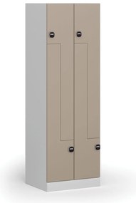 Metalowa szafka ubraniowa S1 Z, 4-drzwiowa, 1850 x 600 x 500 mm, zamek RFID, drzwi beżowe