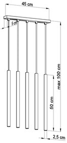 Czarna lampa wisząca Sollux Fideus, dł. 45 cm