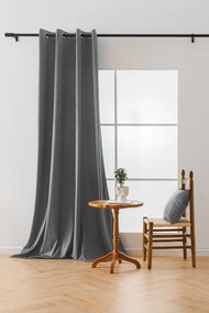 Szara zaciemniająca zasłona VELVET 140x250 cm Zawieszanie: Metalowe pierścienie