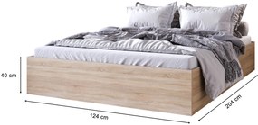Minimalistyczne łóżko z materacem dąb sonoma 120x200 M6-W77