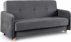 Sofa rozkładana Kareri z pojemnikiem na pościel i funkcją spania – welur, klasyczna